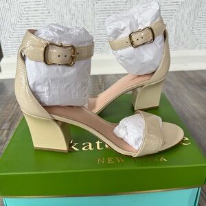 Kate Spade Susane Leather Ankle Strap Bone Sandal Heels Size 10